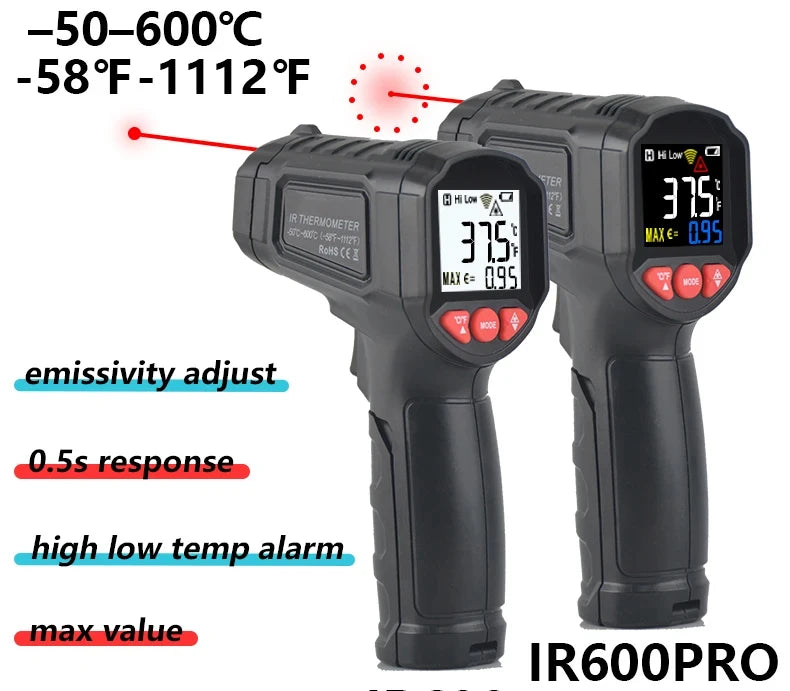 -50~800℃ Digital Thermometer Infrared Thermometers  Non-contact Pyrometer Kitchen Laser Temperature Meter Hygrometer Mestek