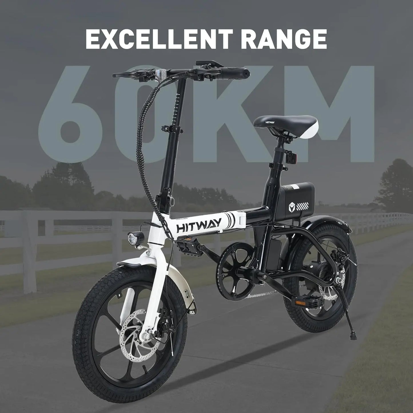 HITWAY BK35 Folding Electric Bike, 16 inch E Bike 250W City E-Bike Max.Range 25-60KM