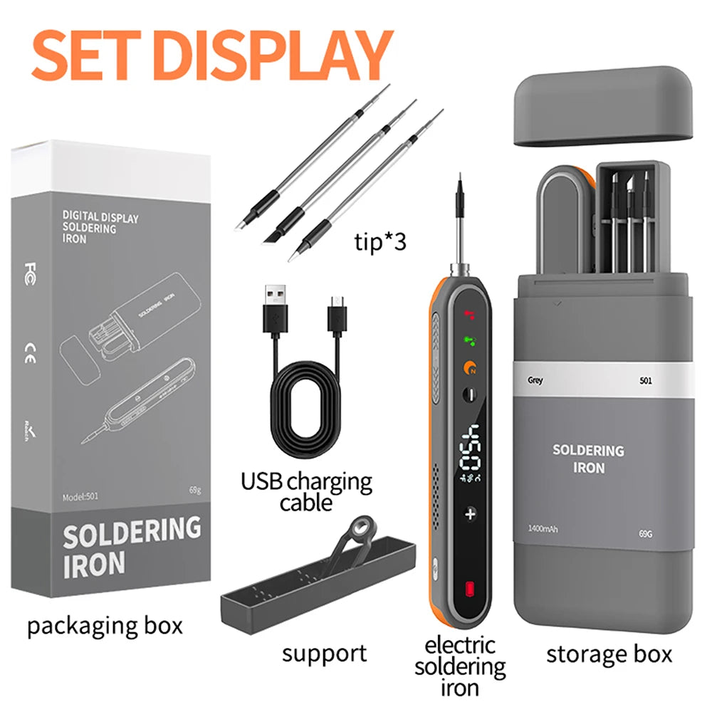 8-15W Type-C Digital Electric Soldering Iron Kit Intelligent Adjustable Temperature Fast Heating Mini Solder Irons Repair Tool