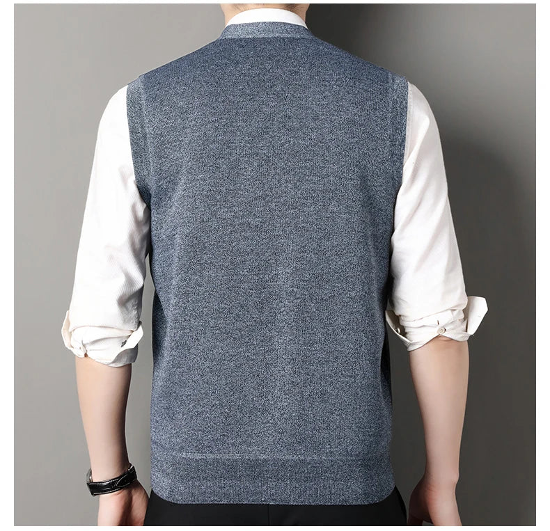 Autumn Winter Mens Vest Casual Sweater Vests Button Up Cardigan Men's V-neck Fashion Knitted Cardigans