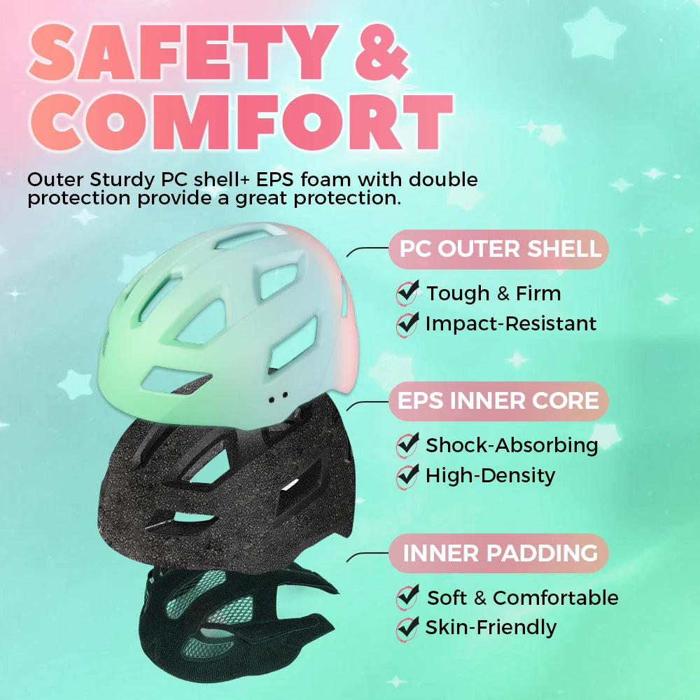 FUNWICT Children Bicycle Helmet Elbow Pads Protective Gear Sports Lightweight Safety Cap Bike Skateboard Roller Skating durable