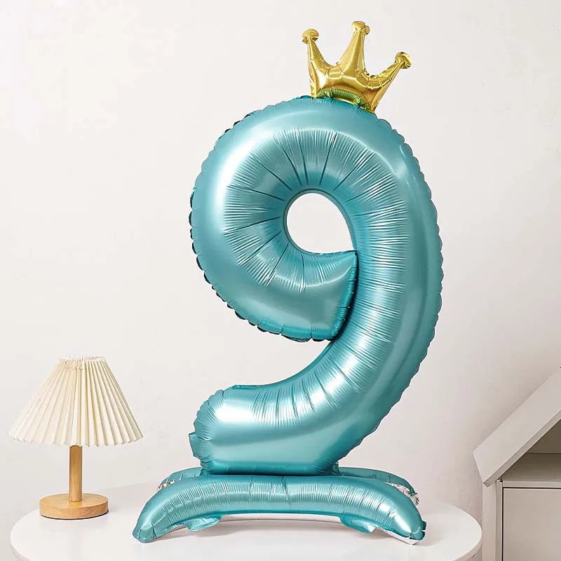 40 Inch Birthday Number Ballons New Girls Princess 10 TH Birthday Blue Crown Balloons Wedding Party Ballons Jumbo Number Balloon
