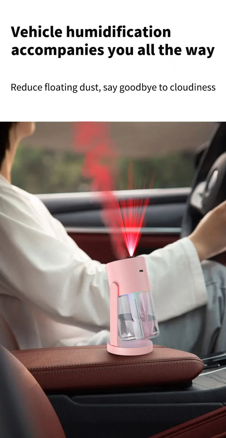 Car Air Humidifier with Starry Sky Lights Mini Aromatherapy Essential Oil Ultrasonic Diffuser Color Night Light Humidifier