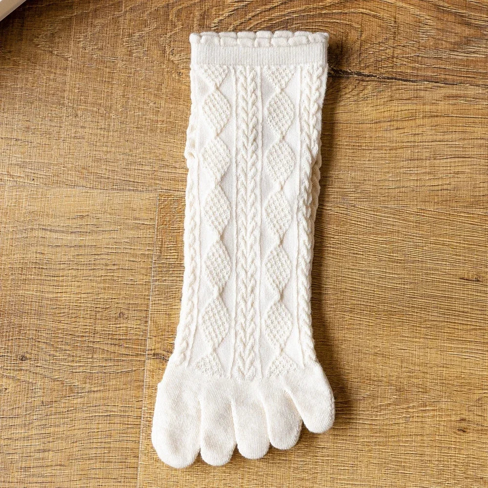 3 Pairs Summer Mesh Toe Socks Women Embroidered Floral Five Finger Socks High Quality Cotton Athletic Socks