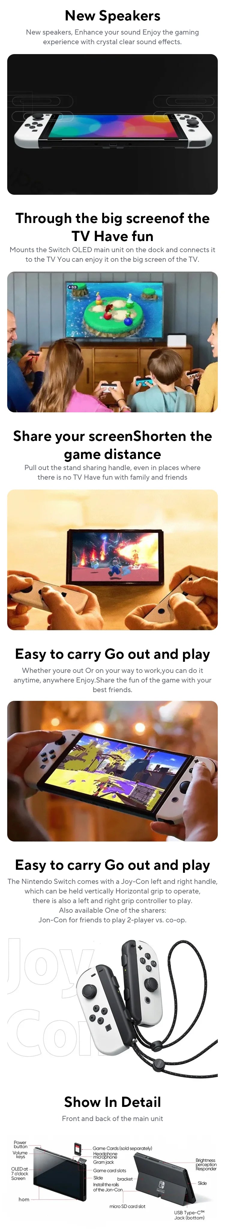 Nintendo Switch OLED Game Console 64GB 7-inch OLED Display