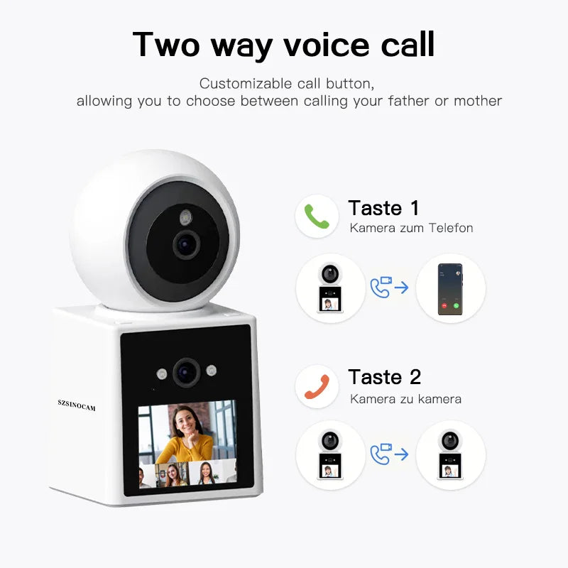 SZSINOCAM 3MP Wireless WIFI Security Camera Video Call Baby Safety Protection Monitor Screen Button Call PTZ Auto Tracking