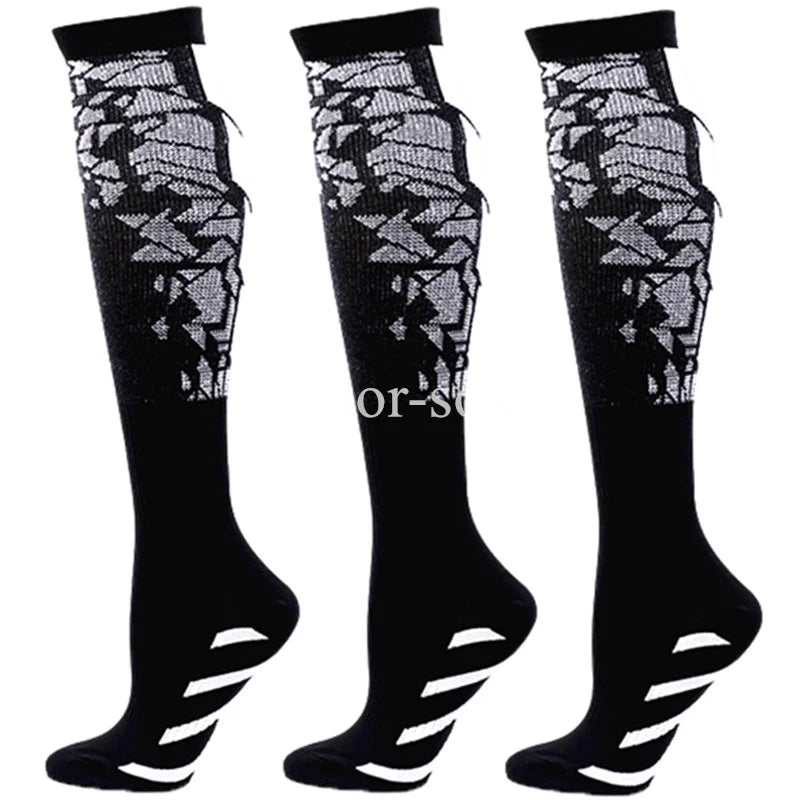 3 Pairs Lot Pack Compression Socks Running Men Women Floral Prints Stockings Sports Anti-Fatigue Compression Socks Bulk Sales
