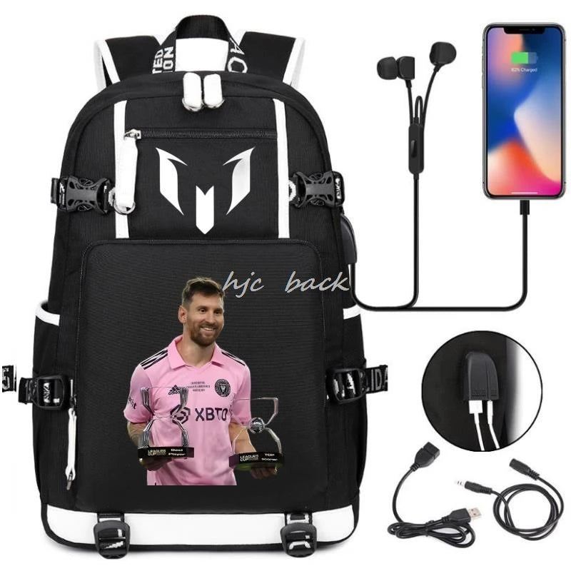 Football Stars Messi Backpacks Camouflage USB Teens School Bags Waterproof Boys Girls Casual Travel Laptop knapsacks Best Gift