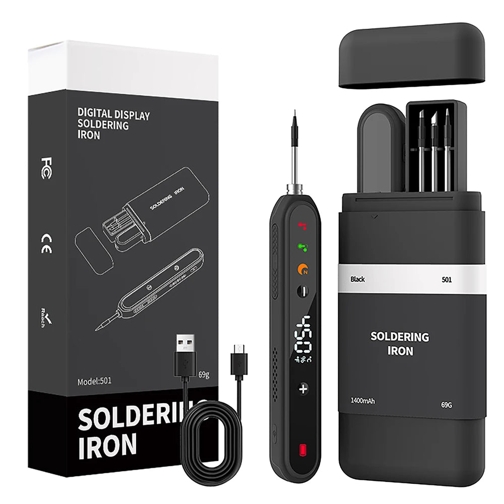8-15W Type-C Digital Electric Soldering Iron Kit Intelligent Adjustable Temperature Fast Heating Mini Solder Irons Repair Tool