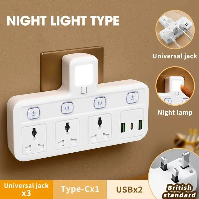 EU US UK Plug Universal Outlet Power Strip Multitap AC Separate Control Wall Socket With USB Fast Charge Multiprise Plug Adapter