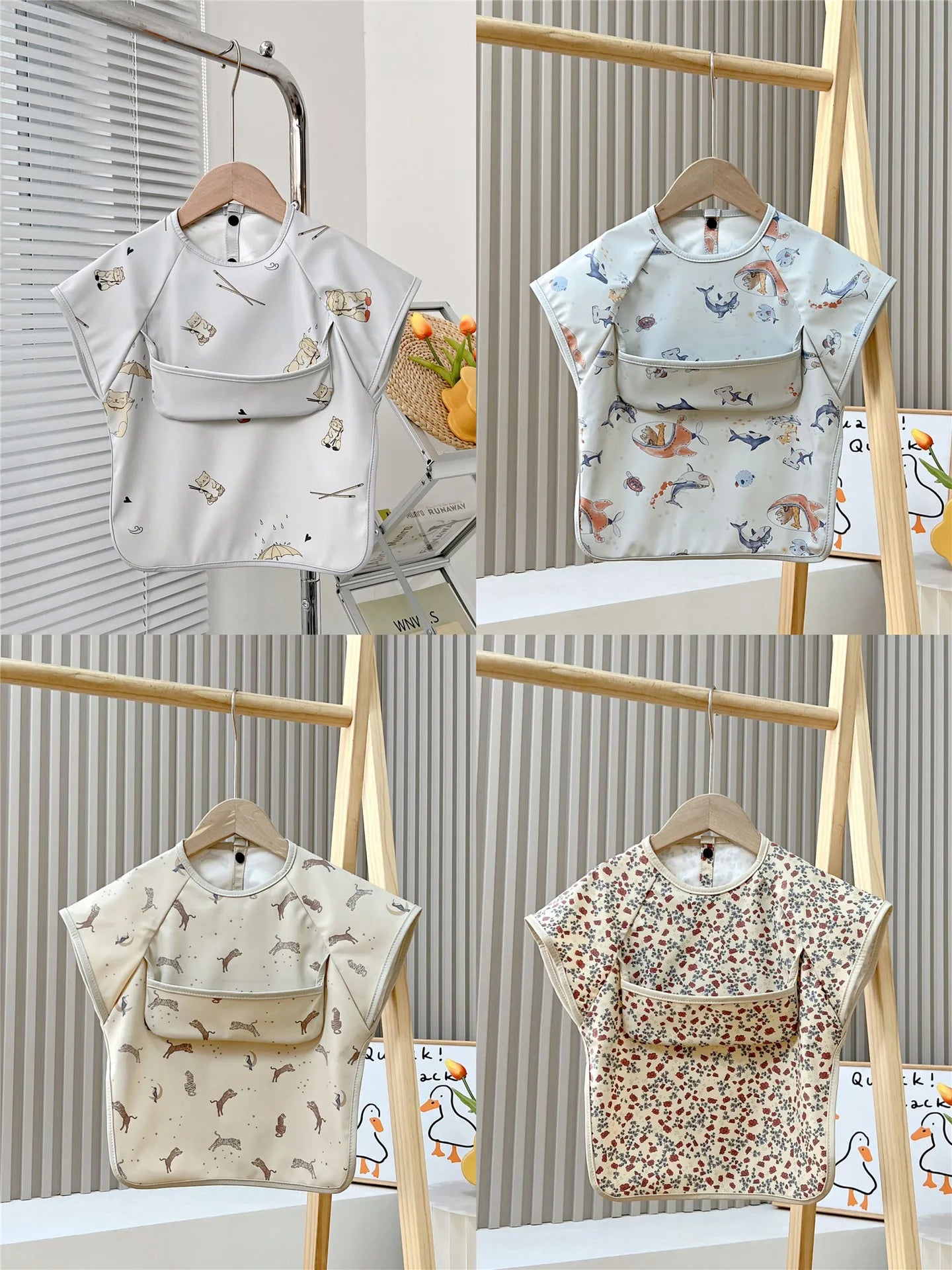Waterproof PU Infant Sleeveless Bib Baby Feeding Bib Kids Apron Bibs Newborn Burp Cloths for Children Painting Art Smock