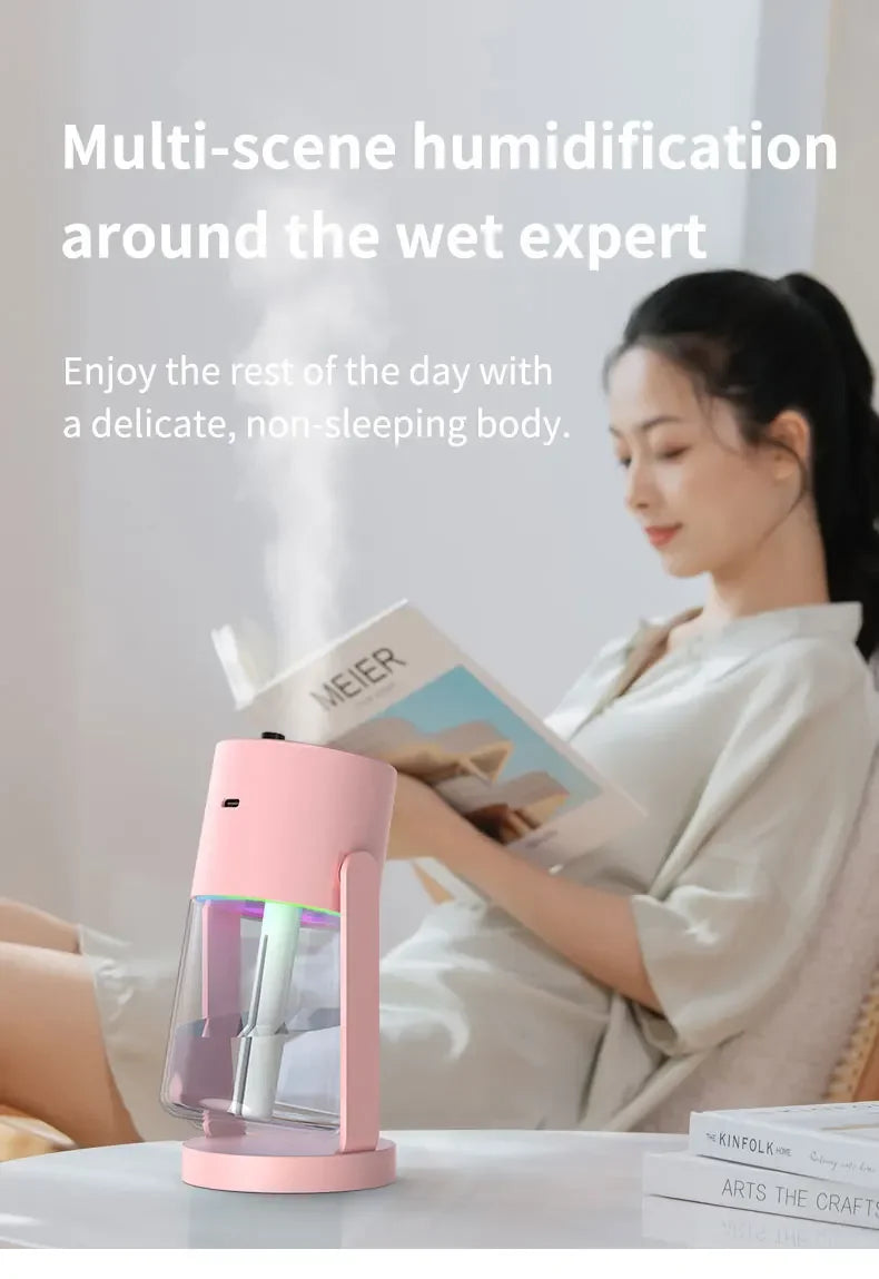 Car Air Humidifier with Starry Sky Lights Mini Aromatherapy Essential Oil Ultrasonic Diffuser Color Night Light Humidifier