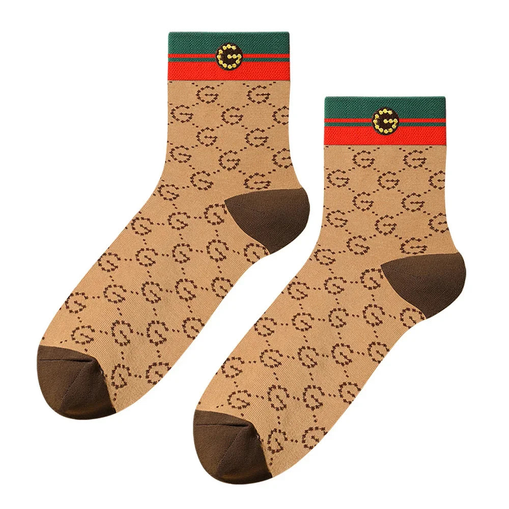 Authentic Mid-Cylinder Pure Cotton Socks Cotton Classic Striped Tide Brand All-in-One Deodorant Sports Breathable Premium Gift