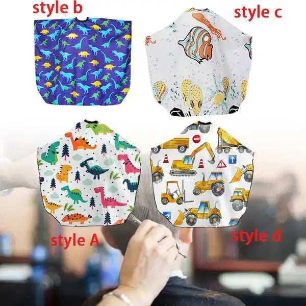 Kids Hair Cutting Cape Cute Adjustable Snap Haircut Coat Waterproof Hair Cut Apron Barber Accessories for Salon Home Hairdresser