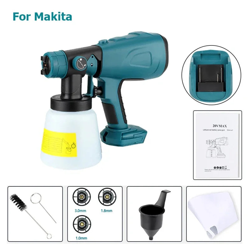 Spray Gun For Makita/Bosch/Dewalt/Milwaukee/Ryobi 18V 20V Lithium Battery Electric Furniture Paint Sprayer Airbrush Power Tool