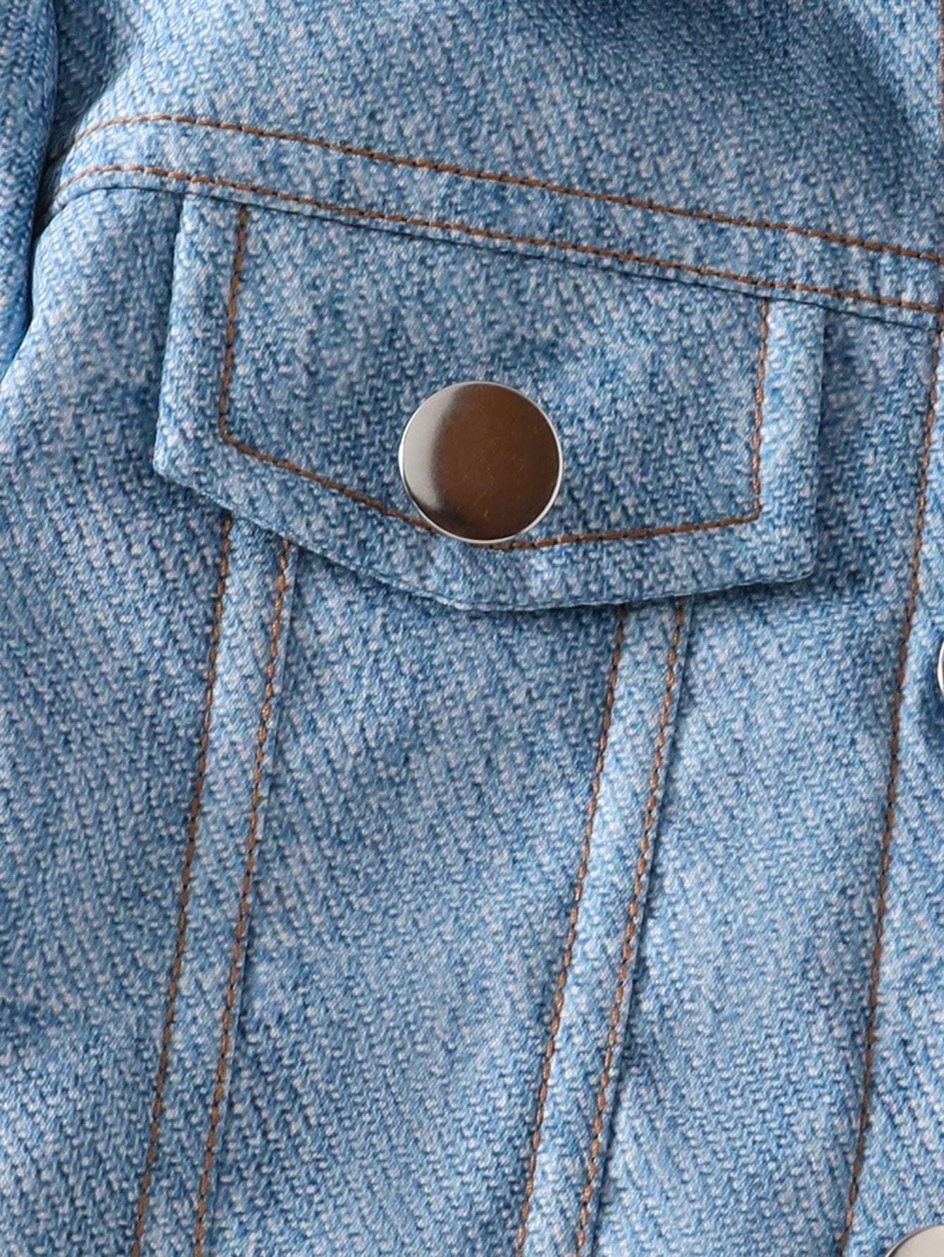 3-36 Months Baby's Winter Thick Stuffed Fashion Casual Imitation Denim Print Coat Fake Pocket Lapel Jacket Coat