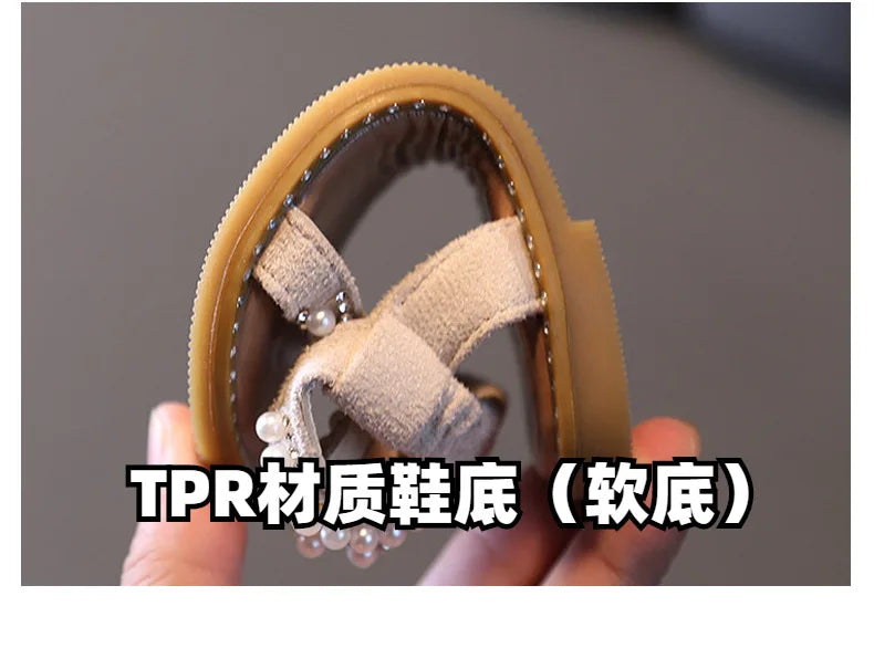Girls Sandals Kids Summer Roman Shoes 2022 Elegant Pearl Rhinestone Party Princess Shoe Flats Non-slip Casual Girl Beach Sandal