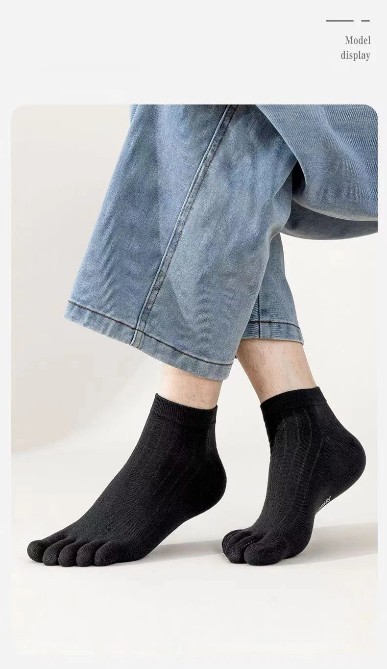 5 Pairs Toe Socks Men Short Breathable Mesh Cotton Casual Thin High Quality Five Finger Socks Low Cut Sports Running Ankle Socks