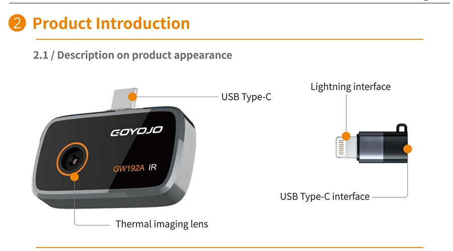 GW192A Thermal Imaging Camera 192X192 Electronics Thermal Camera Repair, for Android Type-C IOS Phone Mobile Thermal Camera