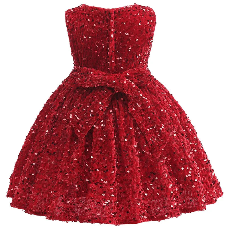 Luxury Dresses For Children Christmas Dress Sparkling Sequin Sleeveless Dress For Toddler Girls Formal Prom Party Pageant Gown