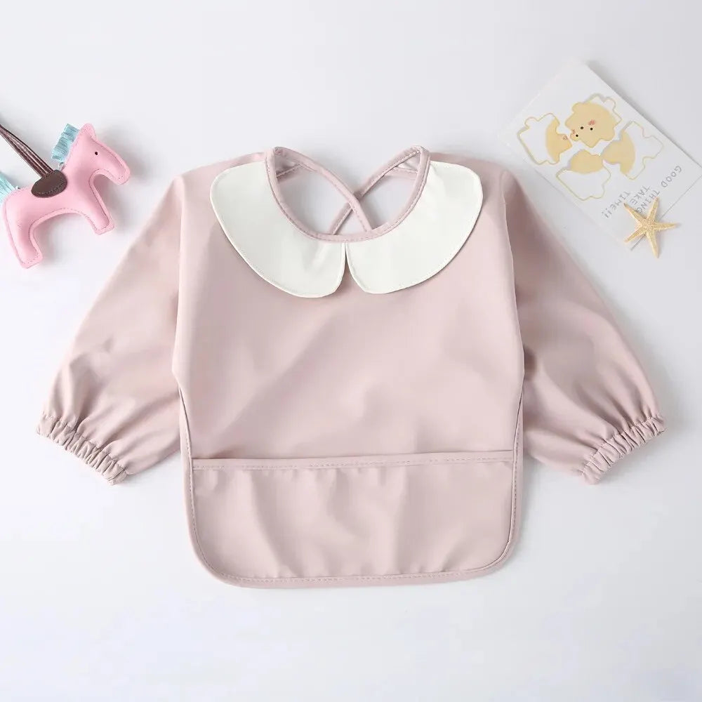 Baby Girls Apron Bibs Toddler Long Sleeve Scarf Waterproof Art Smock Feeding Bib Infant Boys Girls Kids Burp Cloth Bandana