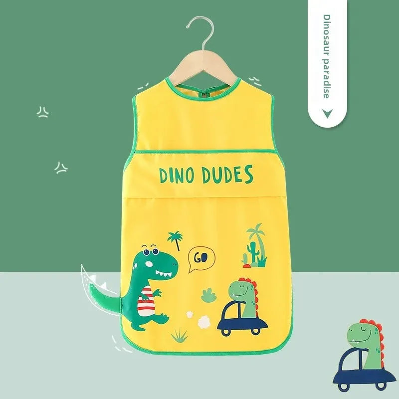 Waterproof Baby Bibs for Eating And Drawing Anti-Dirty Children Cover up Summer Nursery Baby Food Tray Toddler Feeding Apron
