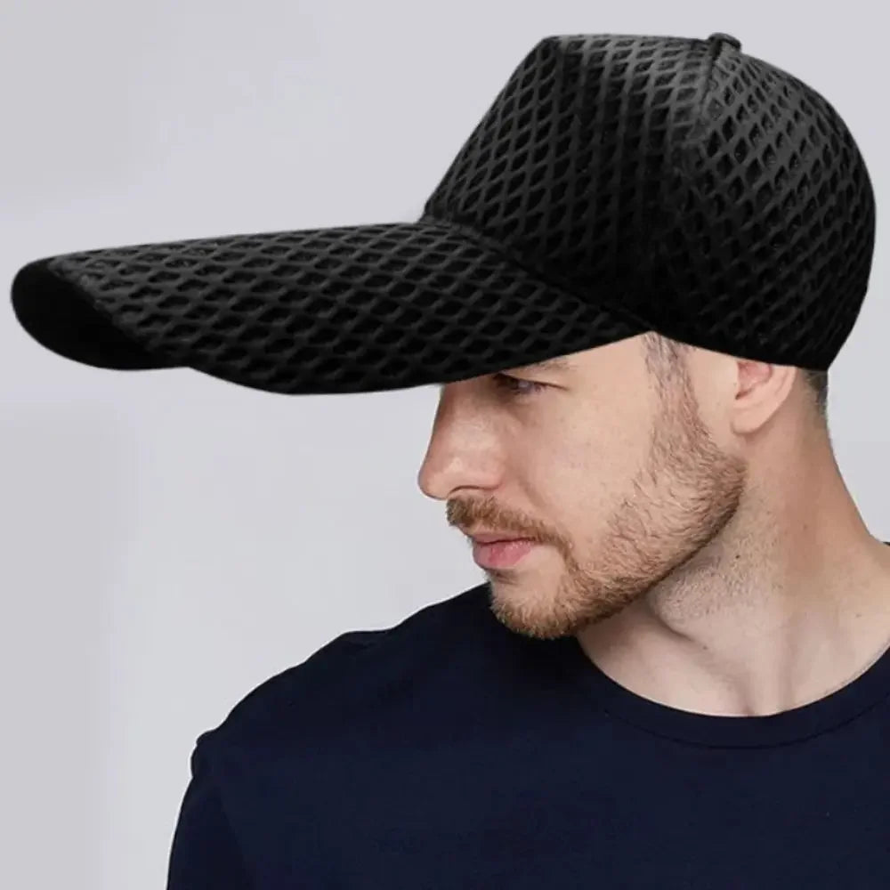New Fishing Hat Quality 14cm Long Brim Sun Hat Large Head Sunshade Baseball Caps Mesh Big Size Fishing Hat Men
