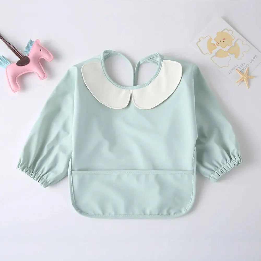 Baby Girls Apron Bibs Toddler Long Sleeve Scarf Waterproof Art Smock Feeding Bib Infant Boys Girls Kids Burp Cloth Bandana