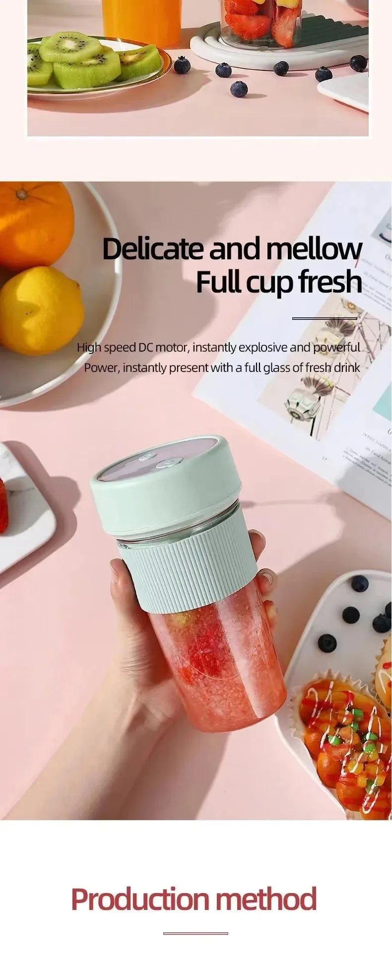 Electric Fruit Juicer Portable Wireless Blender Juice Mixer Mini Juice Cup With Straw Electric Juicer With 6-Blade USB Charging