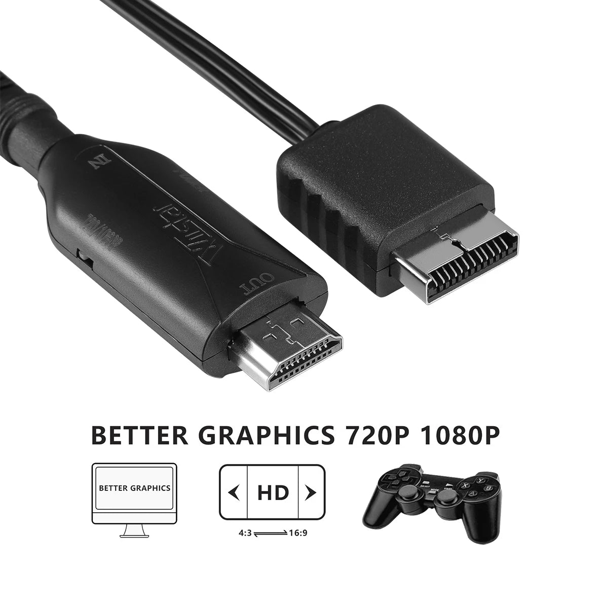 For Playstation 2 HDMI-Compatible Adapter HD Game Console Audio Video Converter Supports for PS2/PS1 Display Modes for HDTV PC