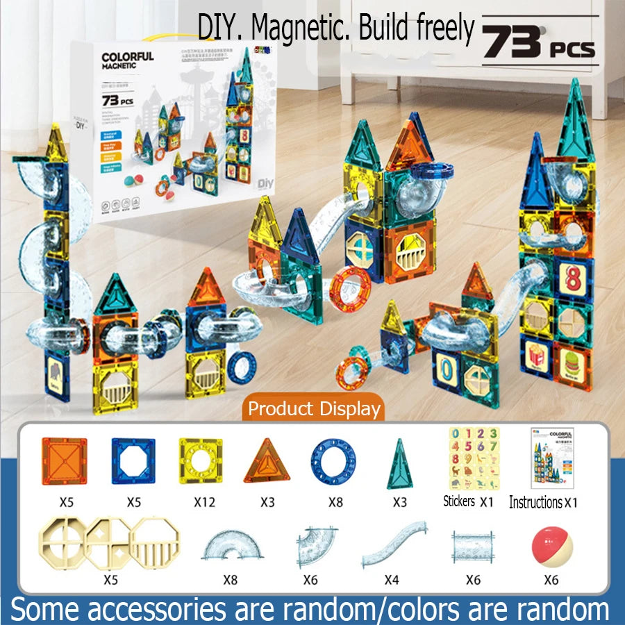 Children's Pipe Magnetic Sheet Building Blocks Playset 73pcs Variety Building Blocks Children's Educational Early Education Toys