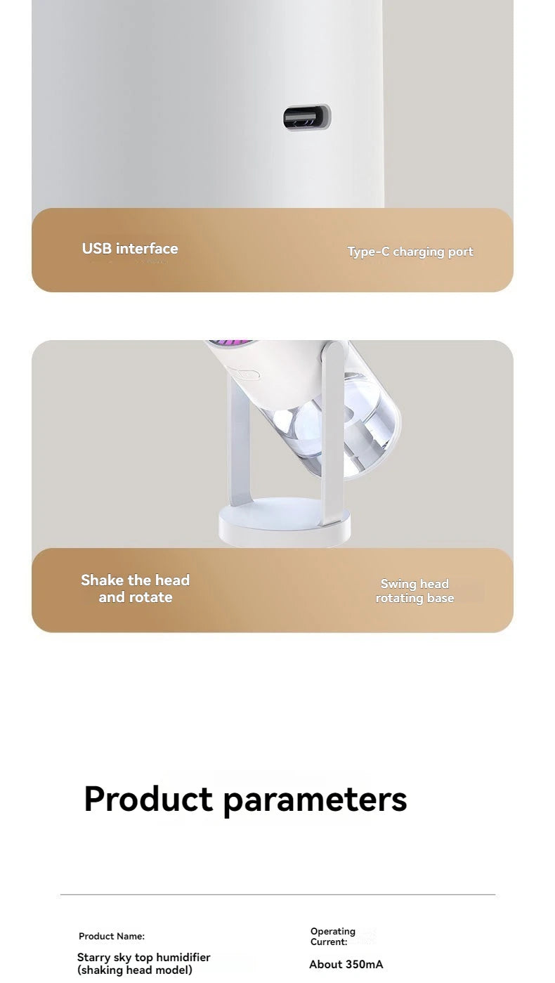 Starry Sky Top Humidifier CL28 Moving Head Humidifier Desktop Silent Aromatherapy Machine Projector Colorful Night Light Rotatin