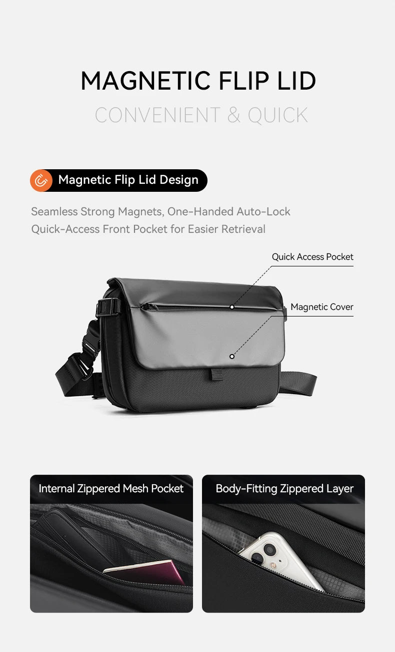 ReeYee A6 4.5L Large Sling Bag, Durable Cordura Waterproof Crossbody Pack, Smart Organization Anti-Theft Shoulder Bag