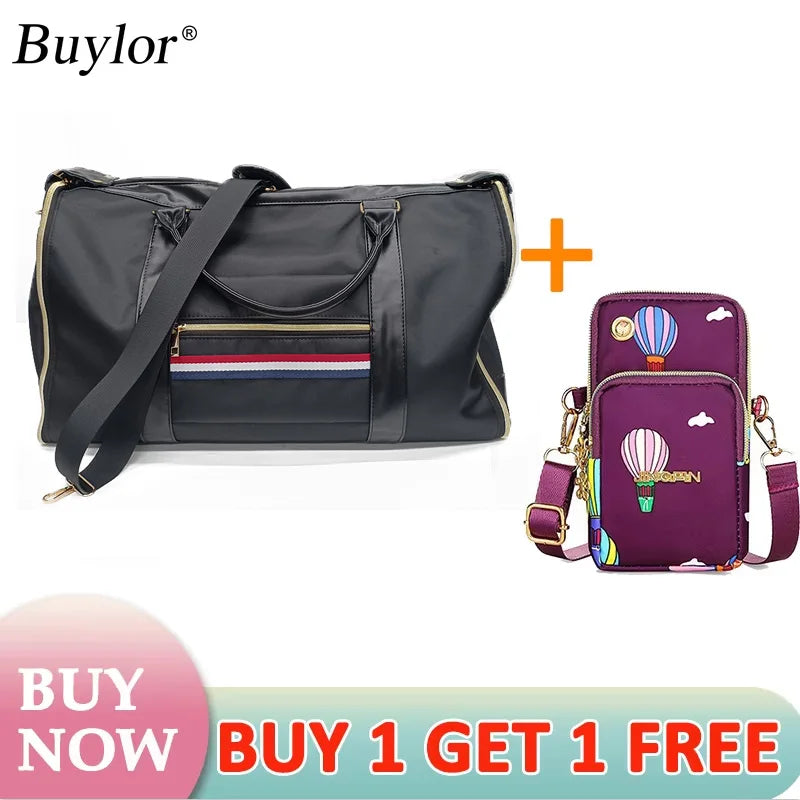 Buylor 2pcs Bags Folding Suit Bag Large Capacity Travel Luggage Bag With Shoe pouch Waterproof Women Handbag Outdoor Fitness Bag