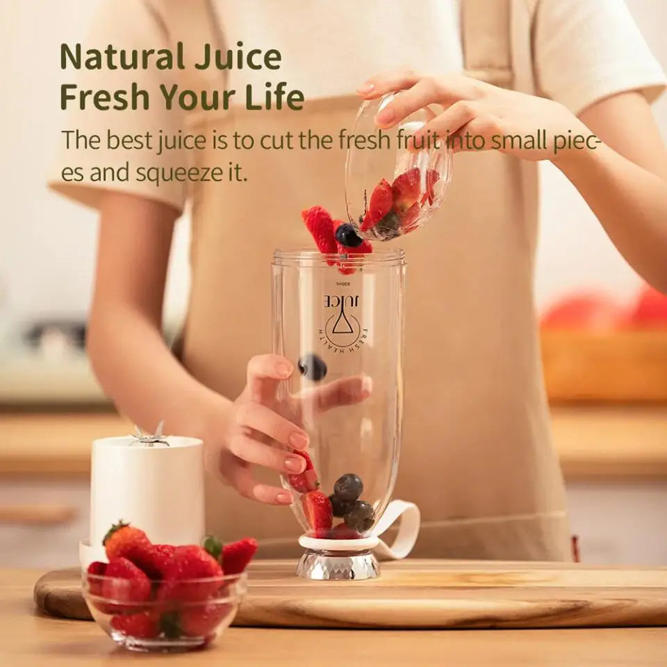 500ml Portable juicer Rechargeable Wireless Fruit Mixer Fresh Juice Bottle Blender 6 Blades Food Milkshake Ice Crush Cup 2400mAh