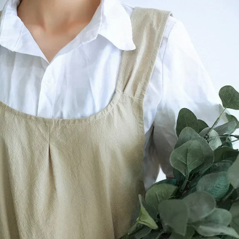 2026 Cotton Linen Kitchen Apron Vintage Simple Household Cooking Apron Cafe Florist Waist Apron Dress Home Cooking Accessories