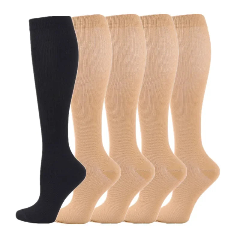 5 Pair Compression Socks Men Running Sport Socks Knee High 20-30mmHg Medical Edema Varicose Veins Women Compression Stocking