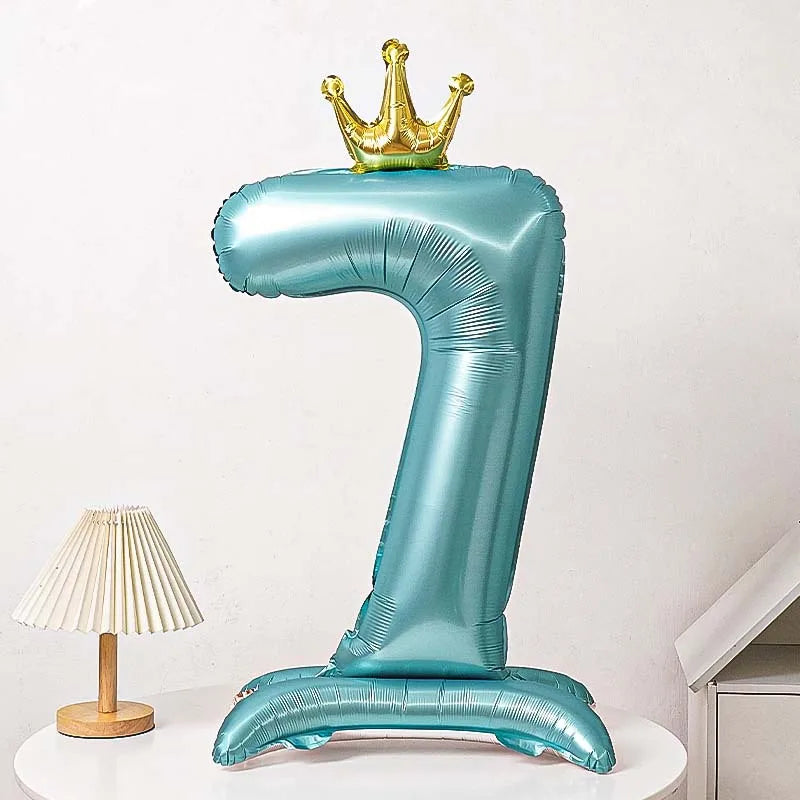 40 Inch Birthday Number Ballons New Girls Princess 10 TH Birthday Blue Crown Balloons Wedding Party Ballons Jumbo Number Balloon