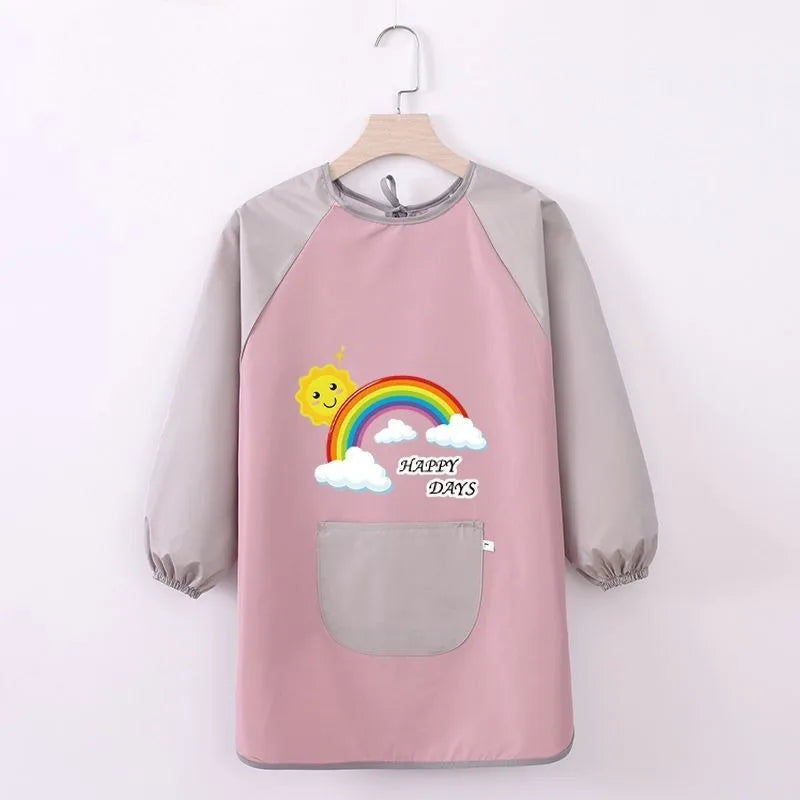 Kids Painting Apron Waterproof Art Smocks Child Girl Smocks for Painting Arts Aprons with Long Sleeve Uniform Xmas Birthday Gift