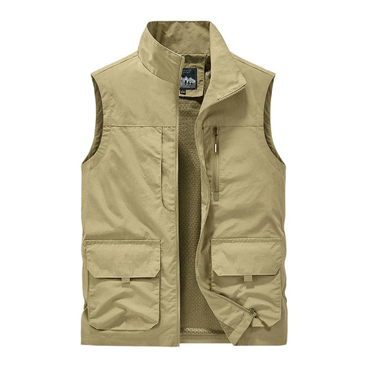 Outdoor Autumn Waistcoat Men Thin Waistcoat Spring Autumn Leisure Multi-pocket Waistcoat Sleeveless Coat Casual Daily Coat