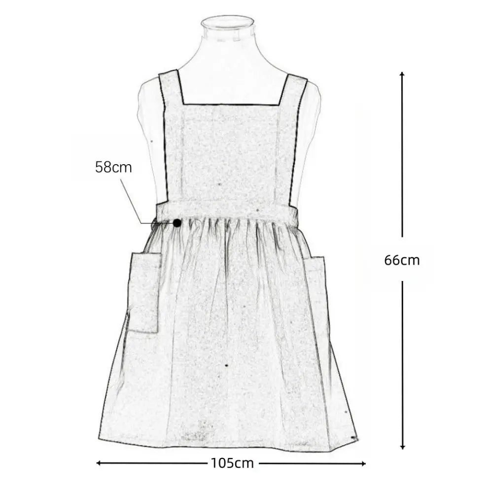 Kawaii Japanese Style Kids Apron Dress Solid Color Cotton Coffee Aprons Cross-back Soft Gardening Overalls Kitchen Accessories