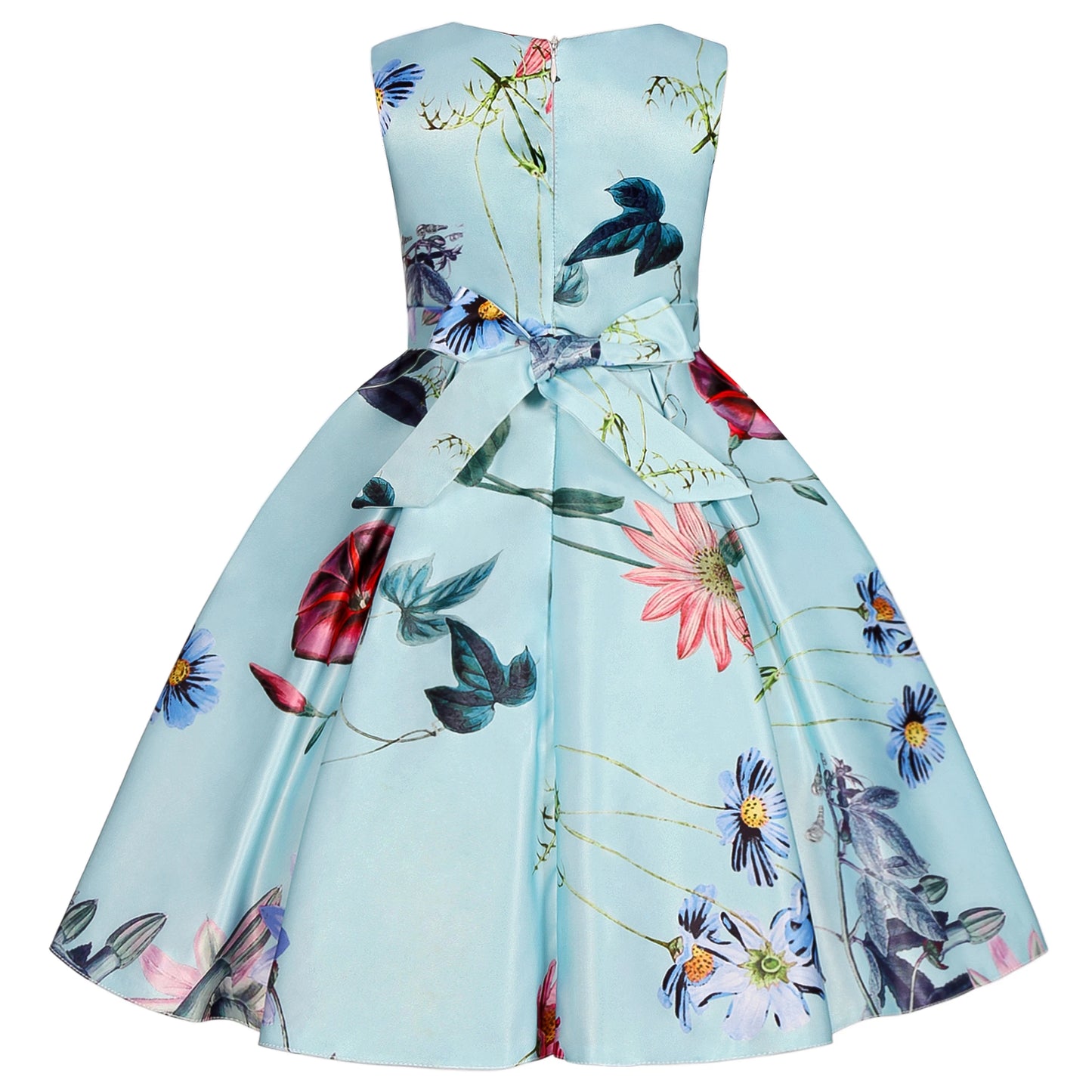 2025European and American children's new flower vintage print princess dress girl holiday party dress dress