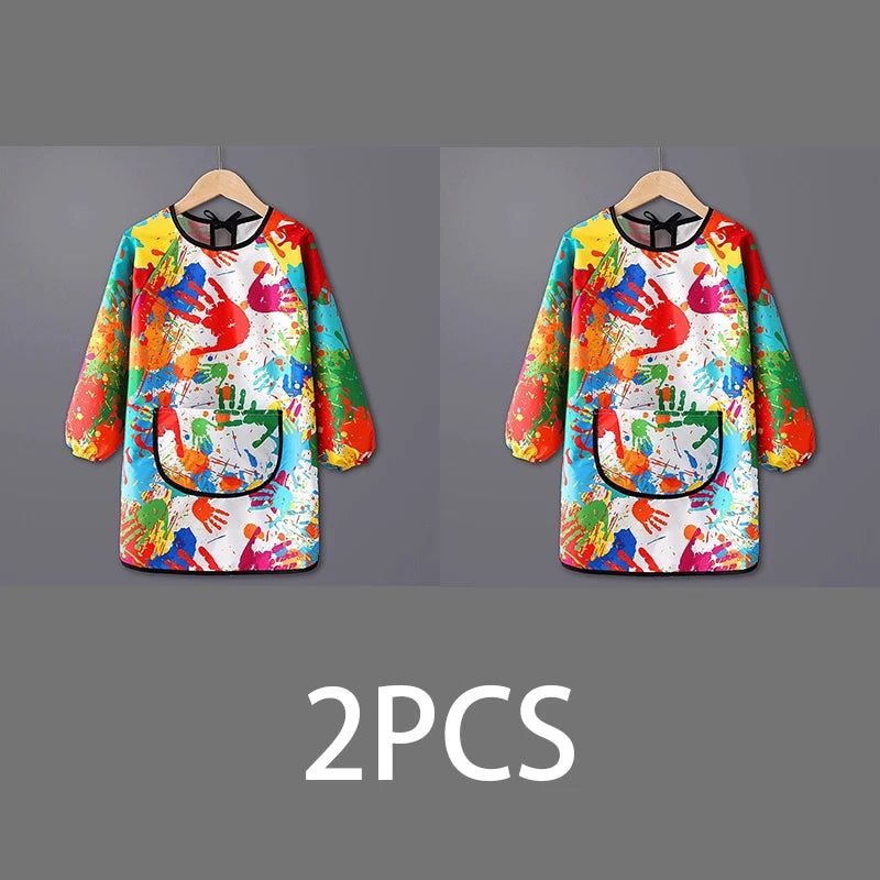 Paint Apron for Children Art Apron - Waterproof Long Sleeved Cover Children's Apron, Childrens Drawing Kindergarten WQ005
