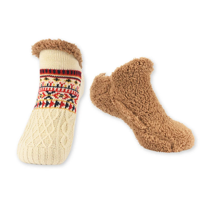 1 Pair Warm Winter Non-slip Floor Socks Women Men Snow Socks Sleep Carpet Socks Slippers Comfortable Soft Non-slip Yoga Socks