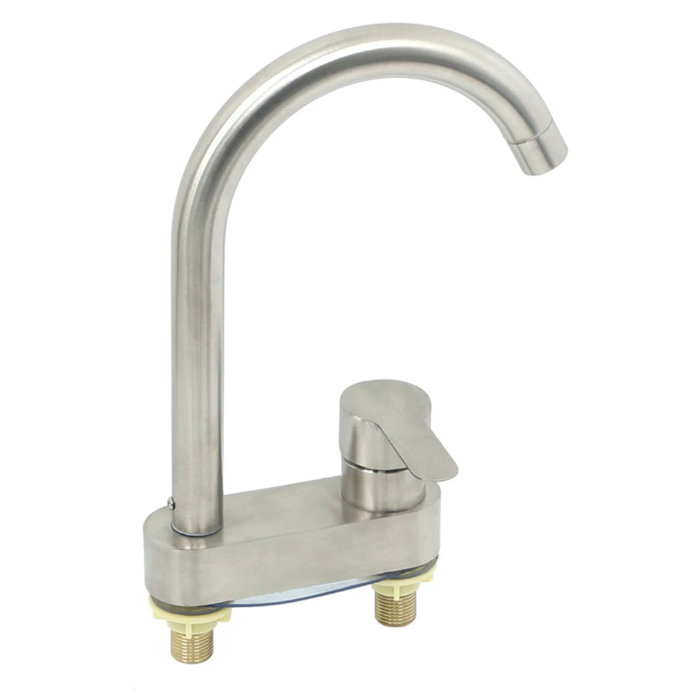 Bathroom Faucet  Stainless Steel Basin Faucet Sink Faucet Tap Cold Hot Mixer Tap 2 Holes Single Handle Tap Bathroom Accessorie