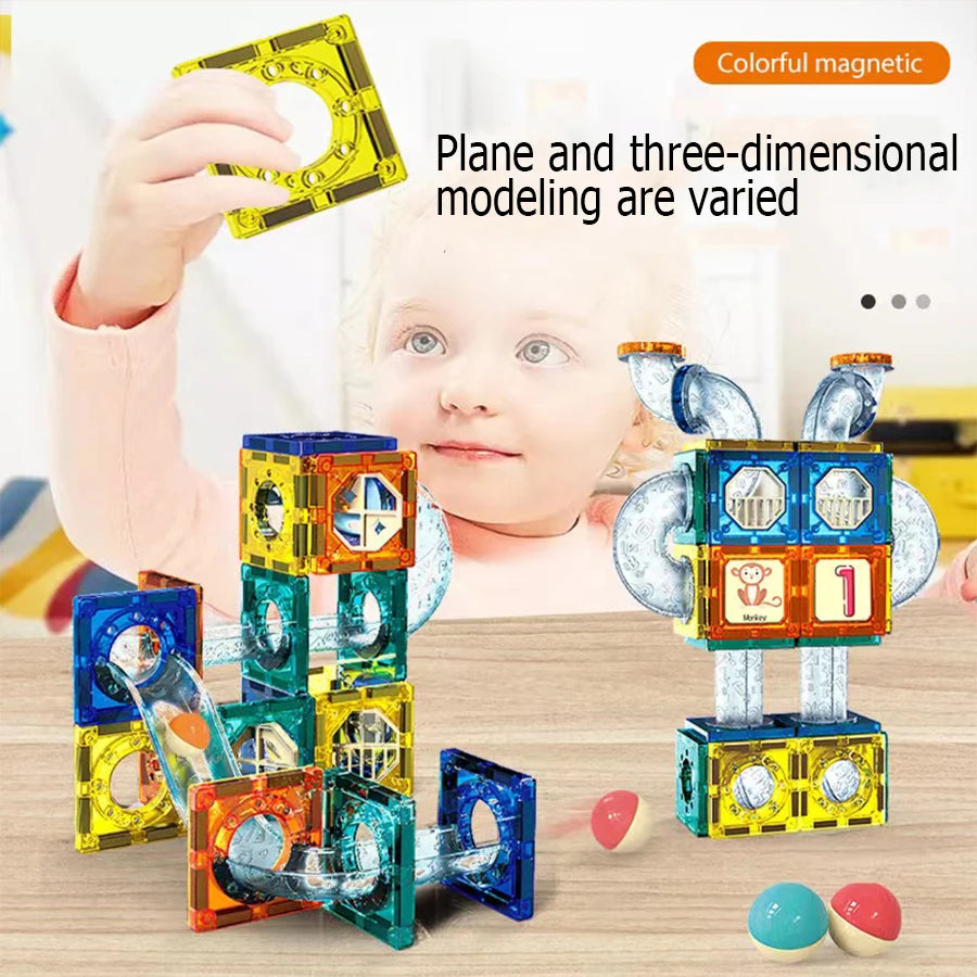 Children's Pipe Magnetic Sheet Building Blocks Playset 73pcs Variety Building Blocks Children's Educational Early Education Toys