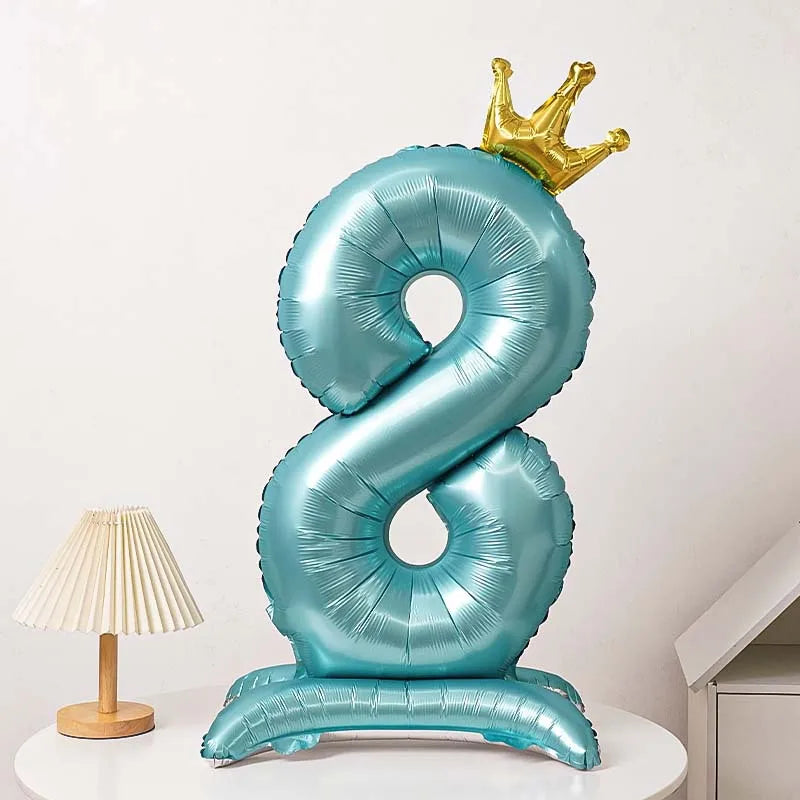 40 Inch Birthday Number Ballons New Girls Princess 10 TH Birthday Blue Crown Balloons Wedding Party Ballons Jumbo Number Balloon