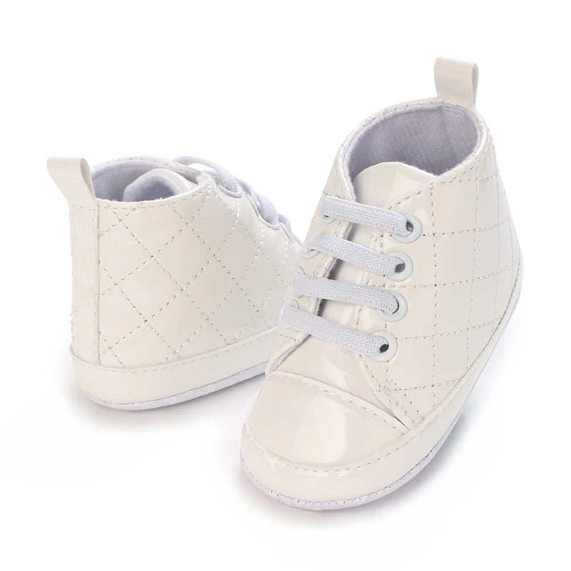 0-18 Months Infant Spring Shoe Newborn Infant Girls and Boys Recreational Baptism Non-Slip Walking Shoe White Soft-soled Sneaker