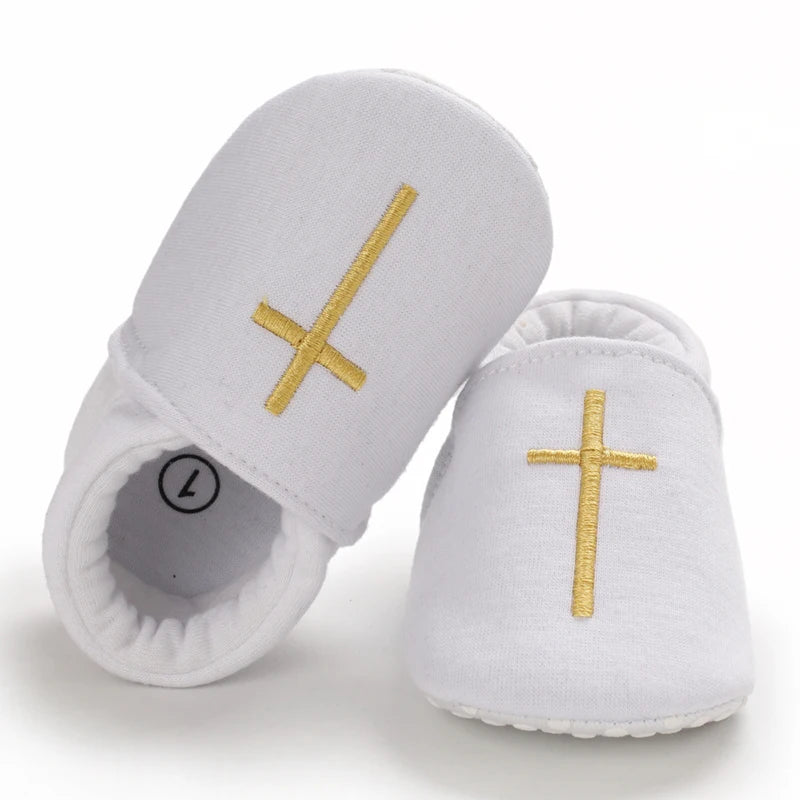 0-18 Months Infant Spring Shoe Newborn Infant Girls and Boys Recreational Baptism Non-Slip Walking Shoe White Soft-soled Sneaker