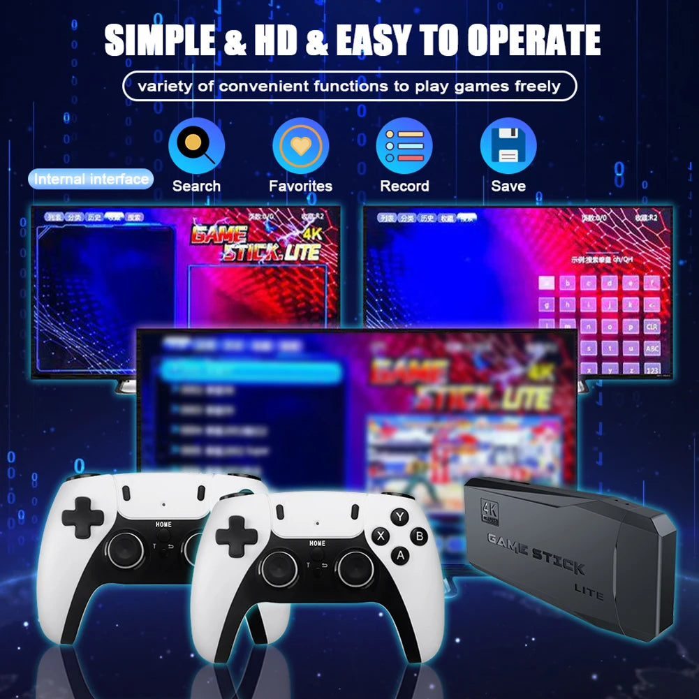M8 PRO 4K Video Game Console Wireless Controller Gamepad Built-in 10000+ Games Handheld Game Player HD TV Game Stick for PS1 GBA